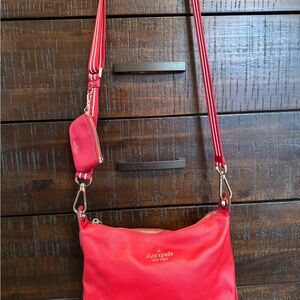 Kate Spade Red Crossbody Bag with Adjustable Strap and Pouch